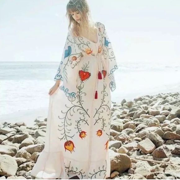 Bohemian Embroidered Button Down Maxi Dream Dress - Picture 8 of 11